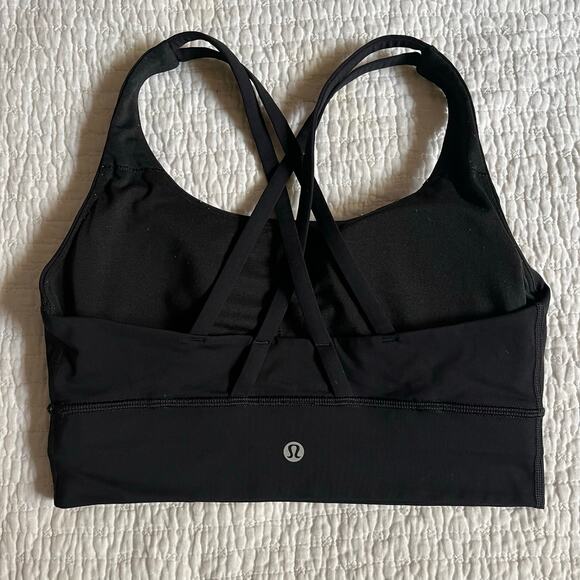 Lululemon Sports Bra Energy Bra Long Line Black Luxtreme Strappy Size 6 Small - Picture 2 of 4